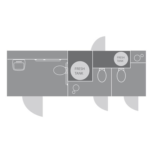 Layout of ADA 3-station Restroom Trailer